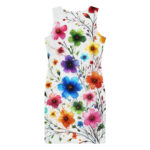 Watercolour Flower Doodle Bodycon Dress - Image 2