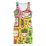Elegant Coffee Time Cute Doodles Bodycon Dress