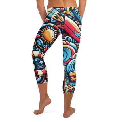 Whimsical Summer Beach Activities Capri Leggings