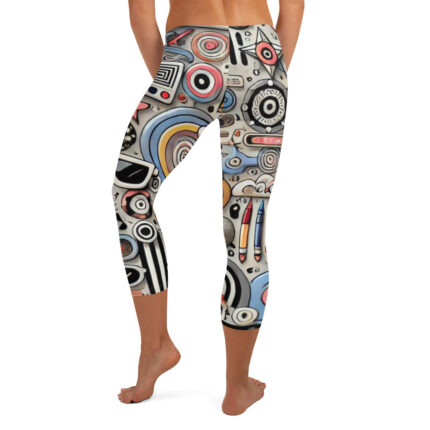 Whimsical Geometric Cool Doodles Capri Leggings