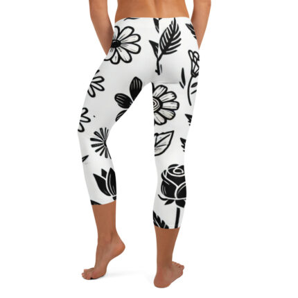 Whimsical Flower Doodles Capri Leggings