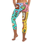 Colourful Coffee Time Cute Doodles Capri Leggings - Image 4