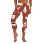 Cosy Coffee Time Cute Doodles Capri Leggings - Image 2