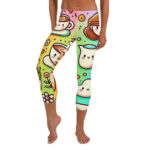 Colourful Coffee Time Cute Doodles Capri Leggings - Image 5