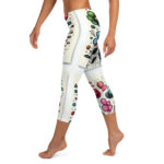 Vibrant Floral Doodle Capri Leggings for Yoga - Image 3