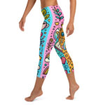 Coffee and Wine Cute Doodles Capri Leggings - Image 3