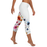 Watercolour Flower Doodle Capri Leggings - Image 4
