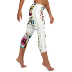 Vibrant Floral Doodle Capri Leggings for Yoga - Image 4