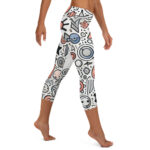 Colourful Coffee Time Cute Doodles Capri Leggings - Image 3