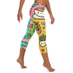 Colourful Coffee Time Cute Doodles Capri Leggings - Image 7