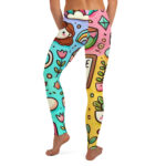 Cheerful Coffee Time Cute Doodles Leggings - Image 2