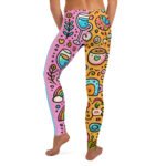 Cheerful Coffee and Wine Cute Doodles Leggings - Image 2