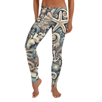 Ocean Adventure Summer Doodles Pattern Leggings