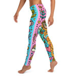 Cheerful Coffee and Wine Cute Doodles Leggings - Image 3