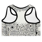 Unique Padded Sports Bra with Geometric Cool Doodles Design - Image 2