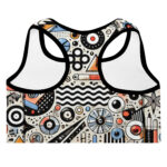Trendy Whimsical Cool Doodles Padded Sports Bra - Image 2