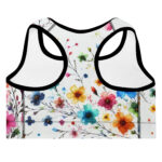 Watercolour Flower Doodle Padded Sports Bra - Image 2