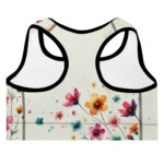 Soft Bloom Watercolour Flower Padded Doodle Sports Bra - Image 2