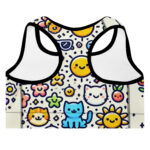 Whimsical Playful Cute Doodles Padded Sports Bra - Image 2