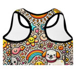 Whimsical Fun Cute Doodles Padded Sports Bra - Image 2