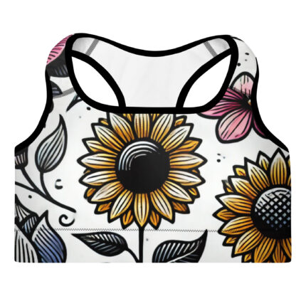 Elegant Floral Design Padded Sports Bra