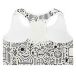 Unique Padded Sports Bra with Geometric Cool Doodles Design - Image 4