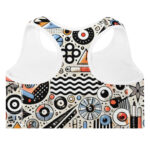Trendy Whimsical Cool Doodles Padded Sports Bra - Image 4