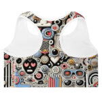 Trendy Whimsical Cool Doodles Padded Sports Bra - Image 4