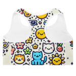 Whimsical Playful Cute Doodles Padded Sports Bra - Image 4