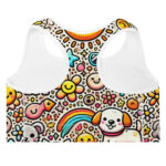 Whimsical Fun Cute Doodles Padded Sports Bra - Image 4