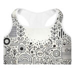 Unique Padded Sports Bra with Geometric Cool Doodles Design - Image 3