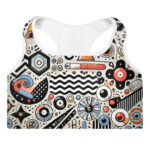 Trendy Whimsical Cool Doodles Padded Sports Bra - Image 3