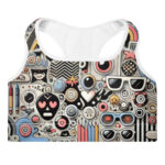 Trendy Whimsical Cool Doodles Padded Sports Bra - Image 3
