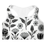 Charming Flower Doodles Padded Sports Bra - Image 3