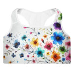 Watercolour Flower Doodle Padded Sports Bra - Image 3