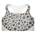Whimsical Circular Flower Pattern Padded Sports Bra - Image 3