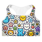 Whimsical Playful Cute Doodles Padded Sports Bra - Image 3