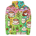 Whimsical Coffee Time Cute Doodles Hoodie - Image 3