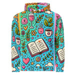 Vibrant Coffee and Wine Cute Doodles Hoodie