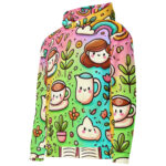 Whimsical Coffee Time Cute Doodles Hoodie - Image 2