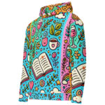 Vibrant Coffee and Wine Cute Doodles Hoodie - Image 2