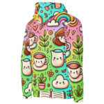 Whimsical Coffee Time Cute Doodles Hoodie - Image 4