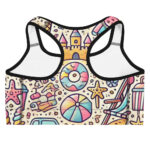 Colourful Summer Beach Doodles Sports Bra - Image 2