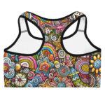 Vibrant Sports Bra Adorned with Colourful Cool Doodles - Image 2
