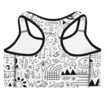 Vibrant Sports Bra Adorned with Abstract Cool Doodles - Image 2