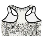 Vibrant Sports Bra Adorned with Geometric Cool Doodles - Image 2