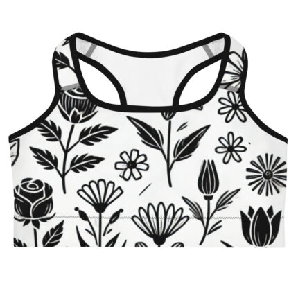 Playful Flower Doodles Sports Bra