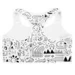 Vibrant Sports Bra Adorned with Abstract Cool Doodles - Image 4