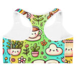 Artistic Coffee Time Cute Doodles Sports Bra - Image 4