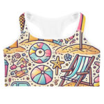 Colourful Summer Beach Doodles Sports Bra - Image 3